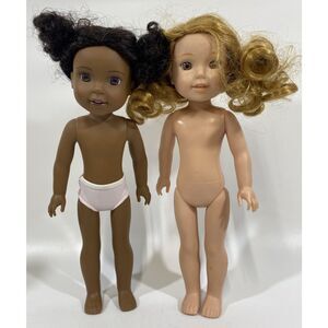 Lot Of (2) American Girl Wellie Wishers Dolls African American Kendall & Willa